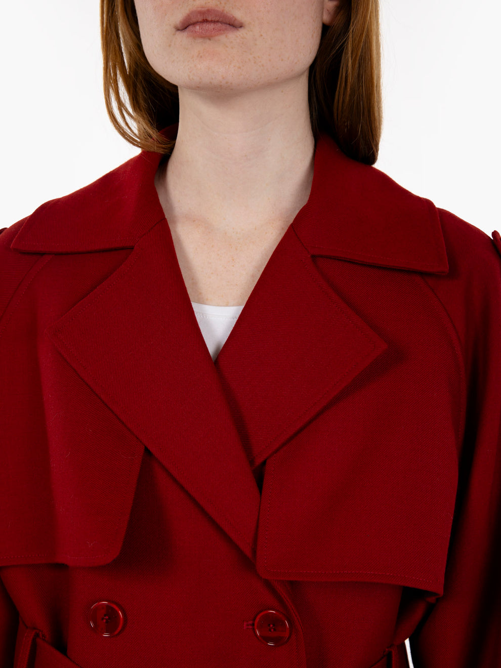 Purple / red wool blend trench coat