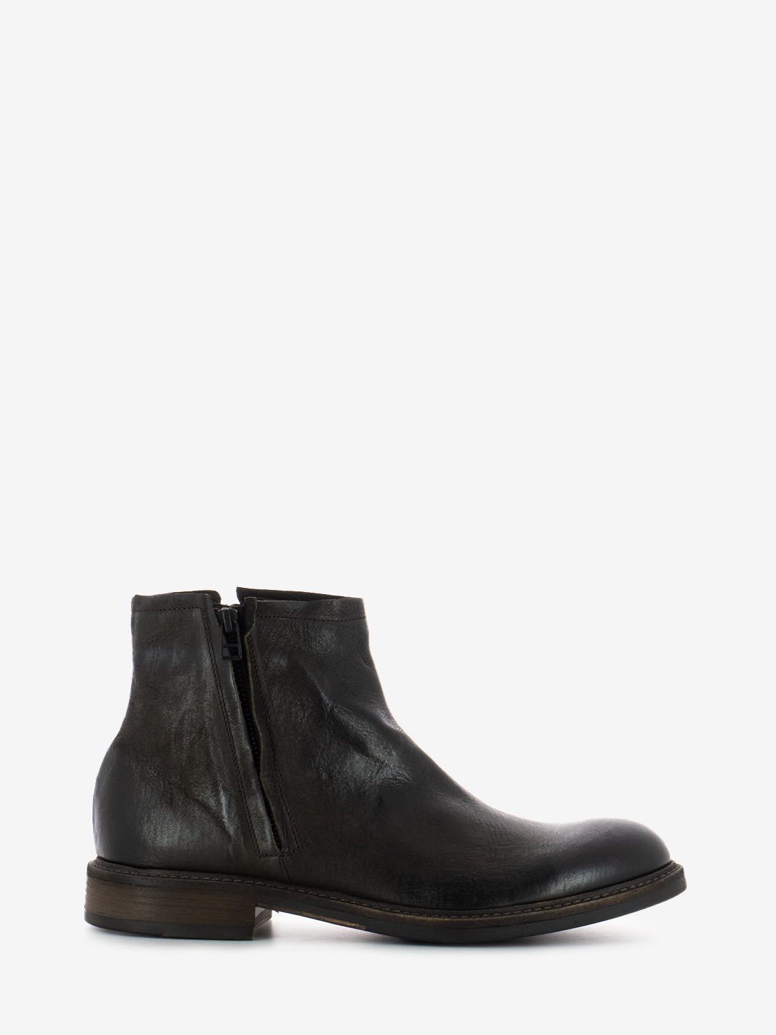 Coffee nubuck zip ankle boots
