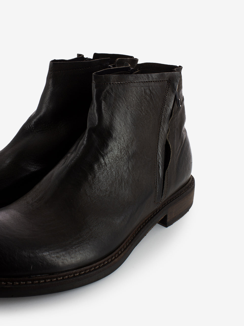 Coffee nubuck zip ankle boots