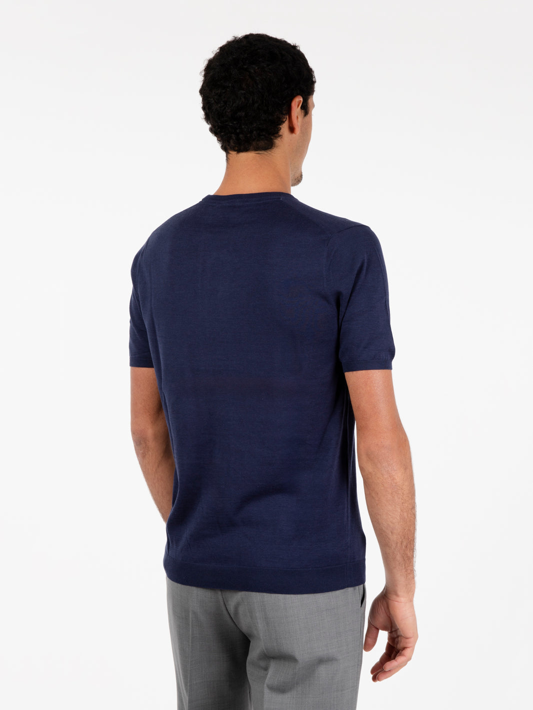 Navy short sleeve knitted sweater