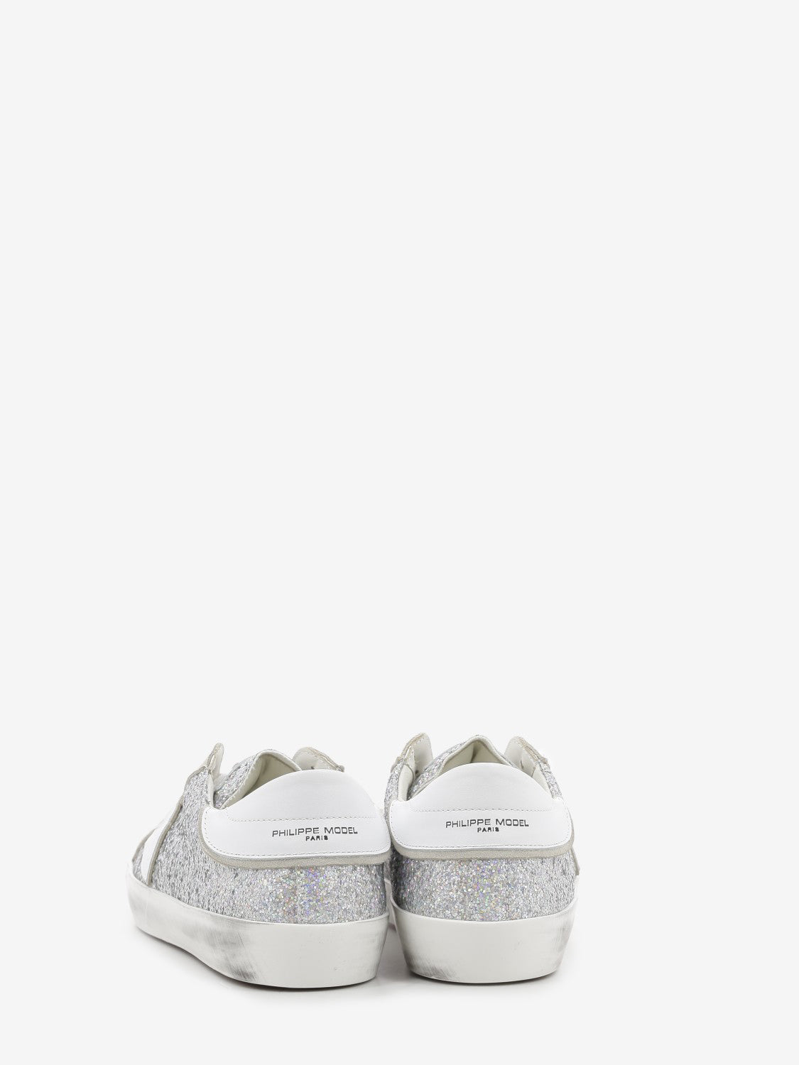 PRSX glitter and suede sneakers with contrasting heel tab silver/white/sand
