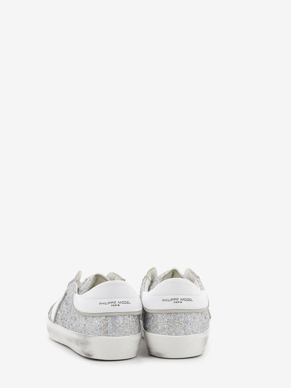PRSX glitter and suede sneakers with contrasting heel tab silver/white/sand