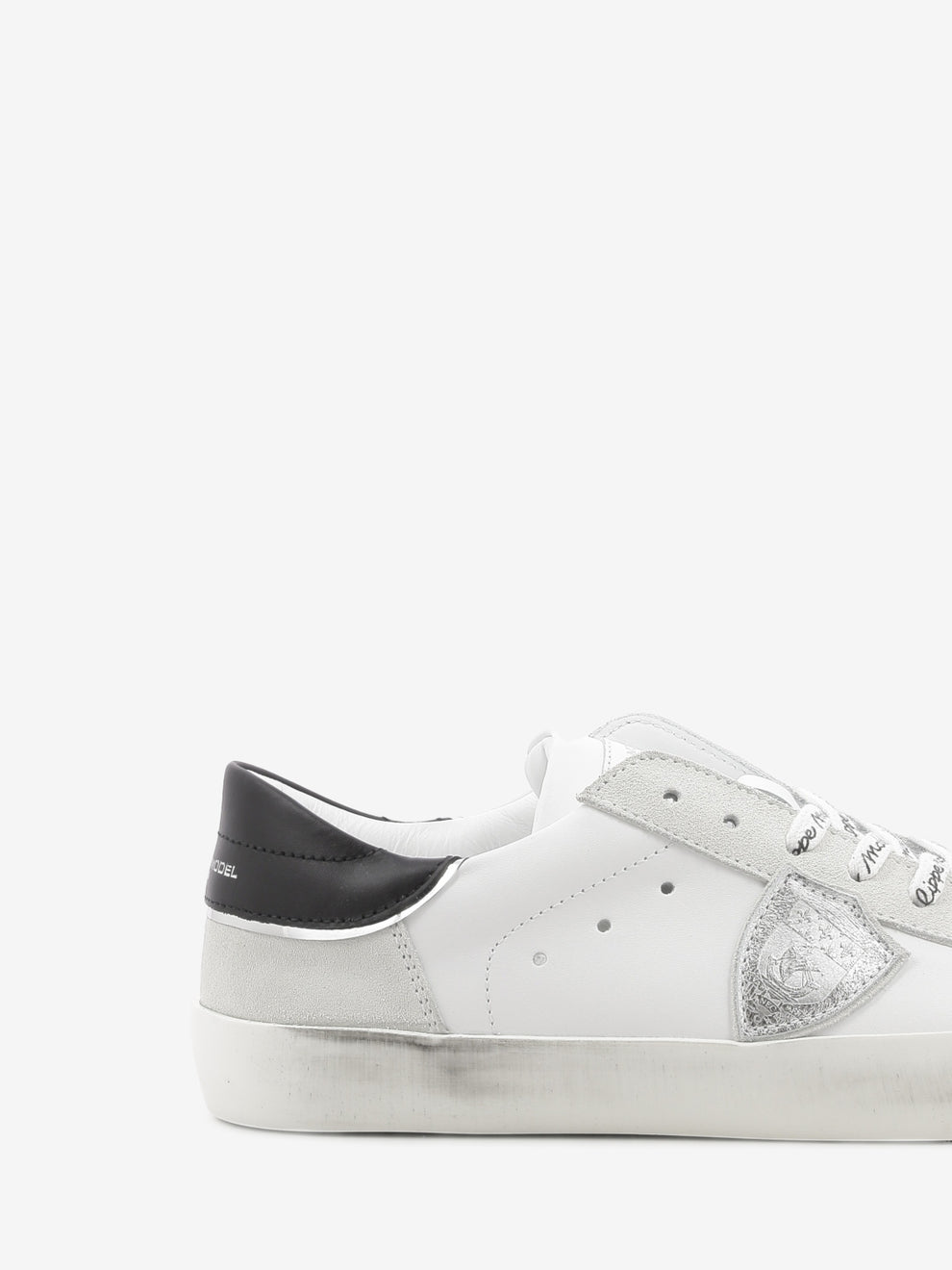 PRSX leather and suede sneakers with contrasting heel tab white/black/silver