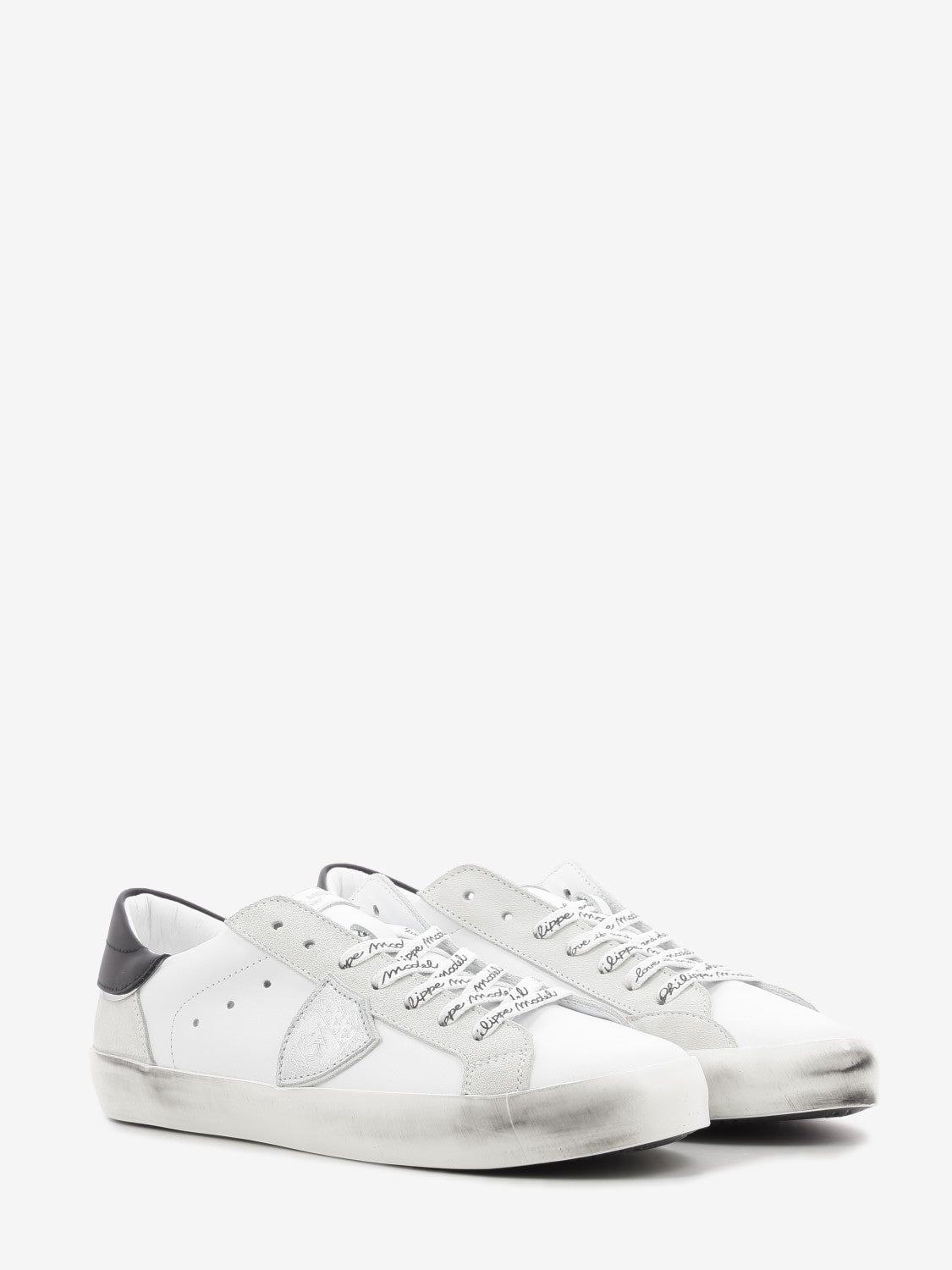 PRSX leather and suede sneakers with contrasting heel tab white/black/silver