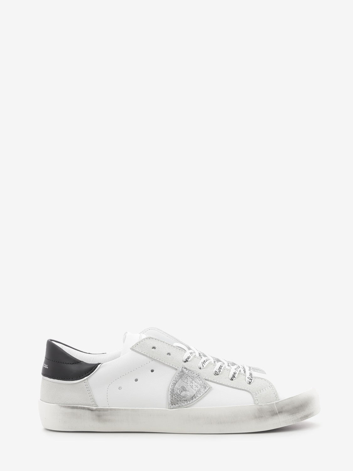 PRSX leather and suede sneakers with contrasting heel tab white/black/silver
