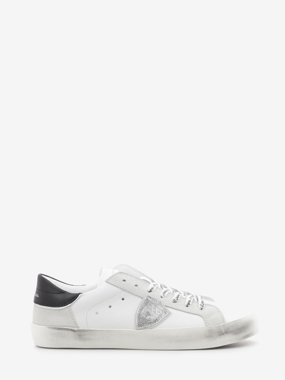 PRSX leather and suede sneakers with contrasting heel tab white/black/silver