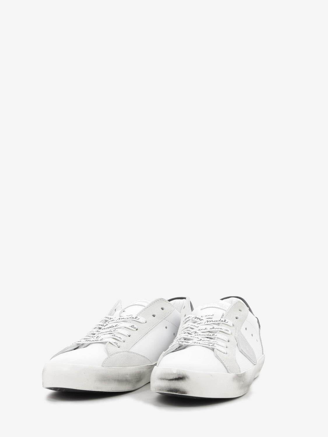 PRSX leather and suede sneakers with contrasting heel tab white/black/silver