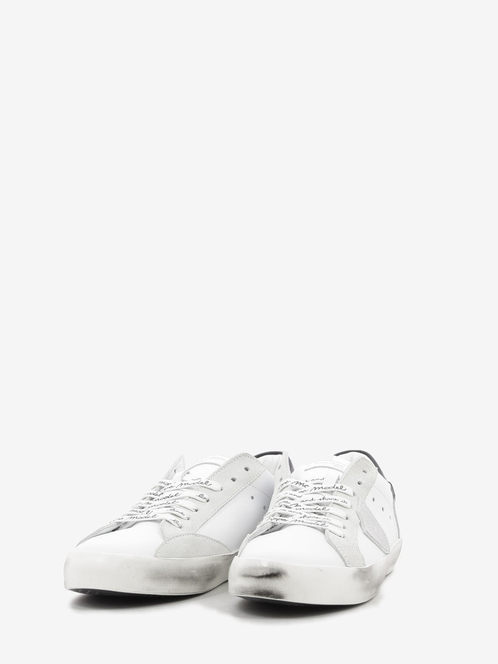 PRSX leather and suede sneakers with contrasting heel tab white/black/silver