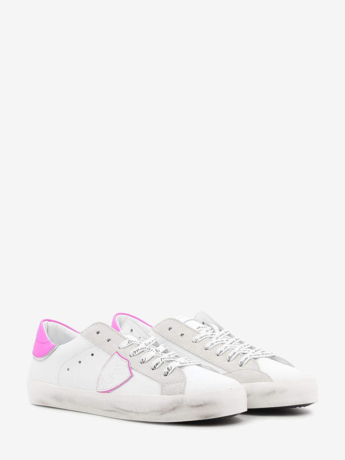 PRSX leather and suede with contrasting heel tab white/neon pink/silver