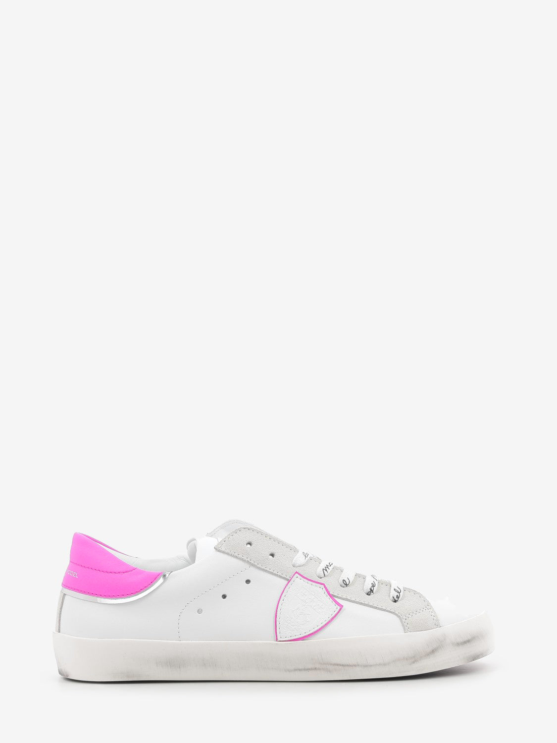 PRSX leather and suede with contrasting heel tab white/neon pink/silver
