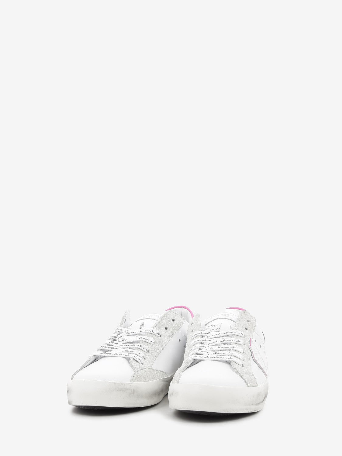 PRSX leather and suede with contrasting heel tab white/neon pink/silver