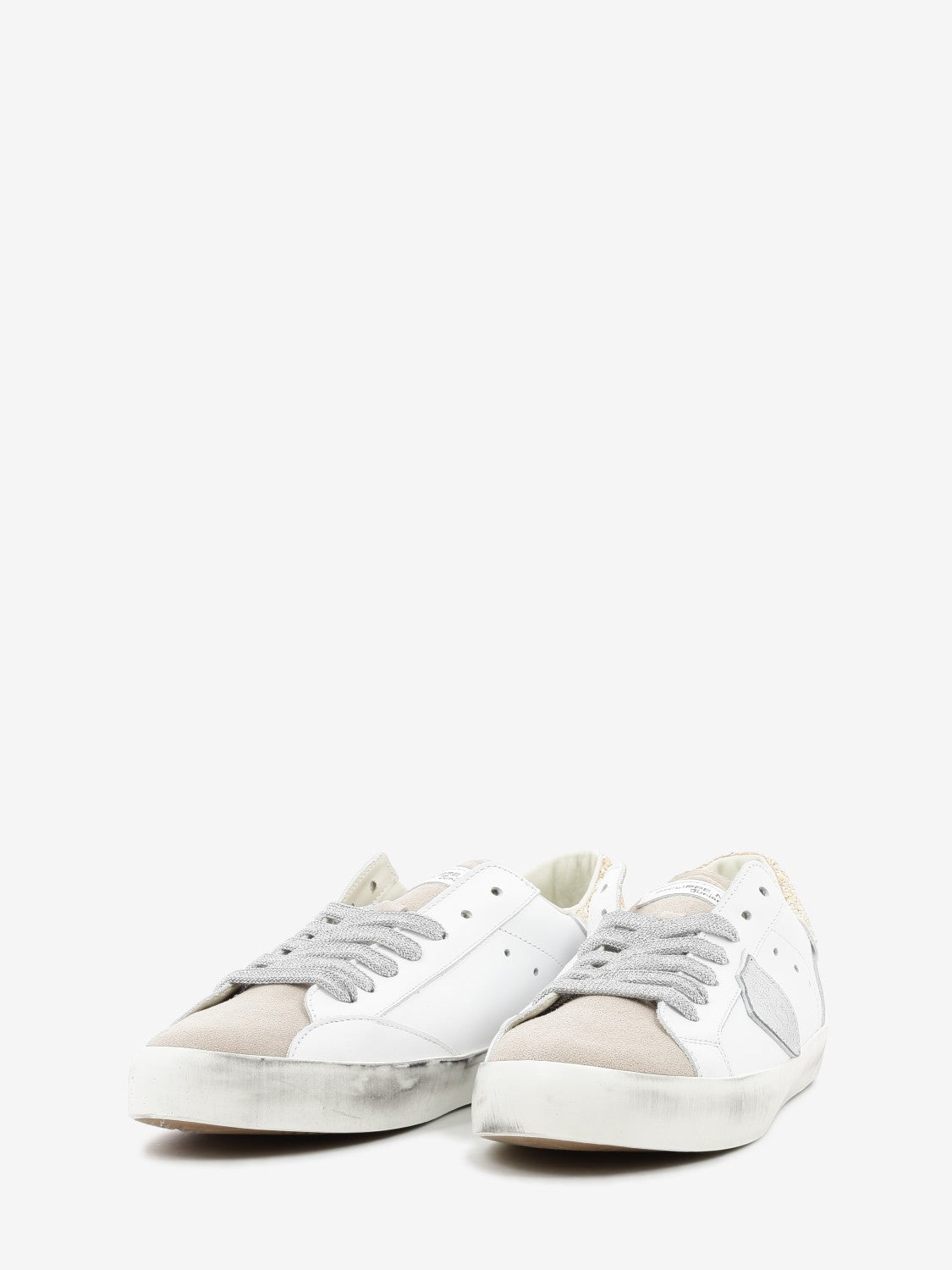 PRSX leather and suede with glitter heel tab white / rose / pink / silver