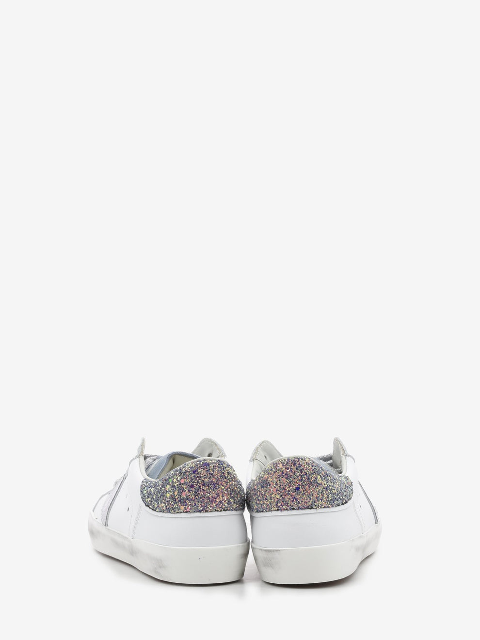PRSX leather and suede with glitter heel tab white / skyblue /silver