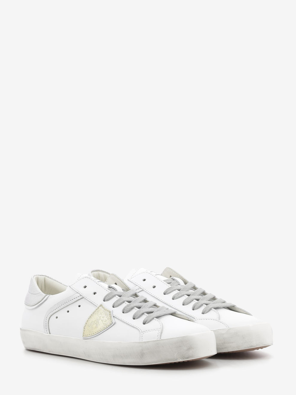 PRSX leather sneakers with laminated heel tab white/silver/gold