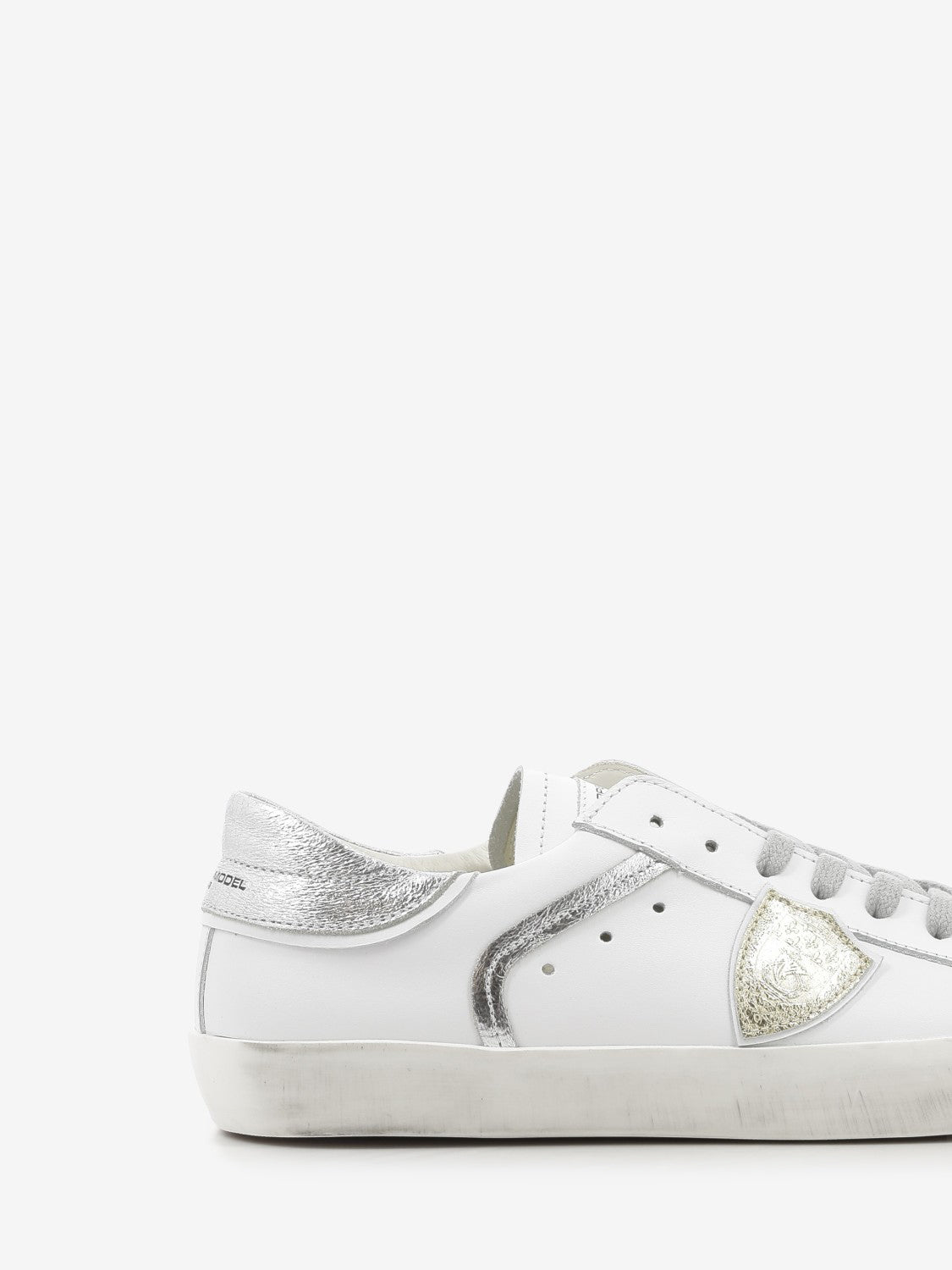 PRSX leather sneakers with laminated heel tab white/silver/gold