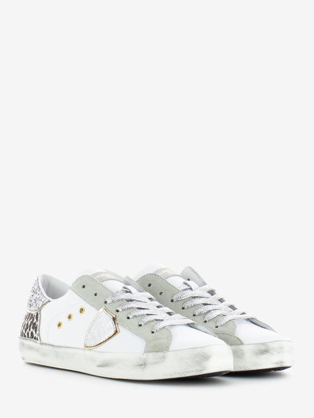 Sneakers Prsx bianche e leopardate