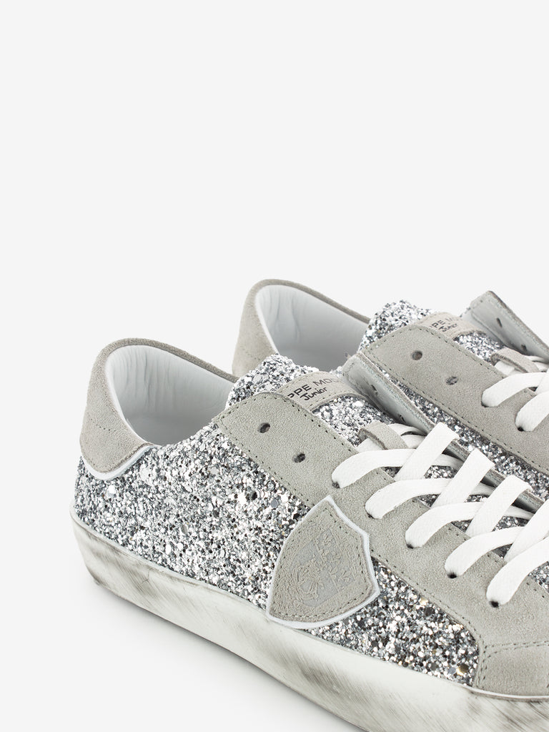 PHILIPPE MODEL JUNIOR - Sneakers Prsx glitter argento