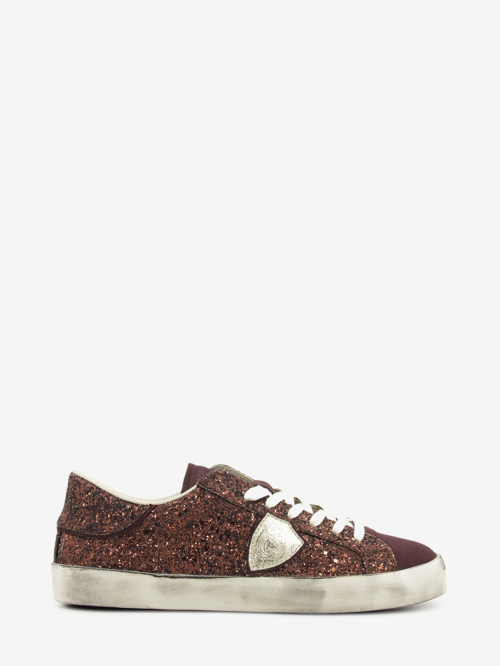 Sneakers PRSX glitter e suede bronze / dark brown