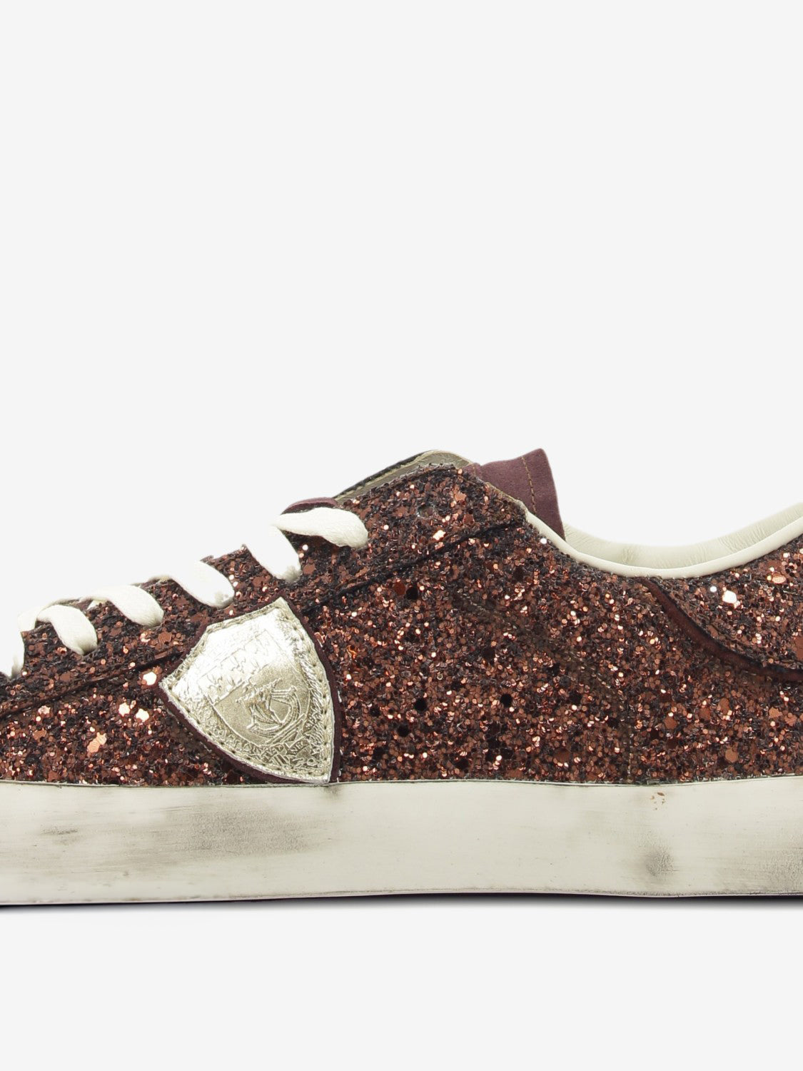 Sneakers PRSX glitter e suede bronze / dark brown