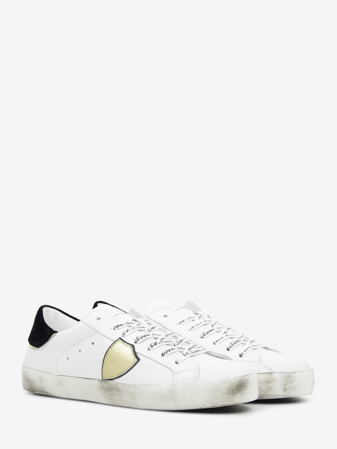 Sneakers PRSX leather with embroidered white / black