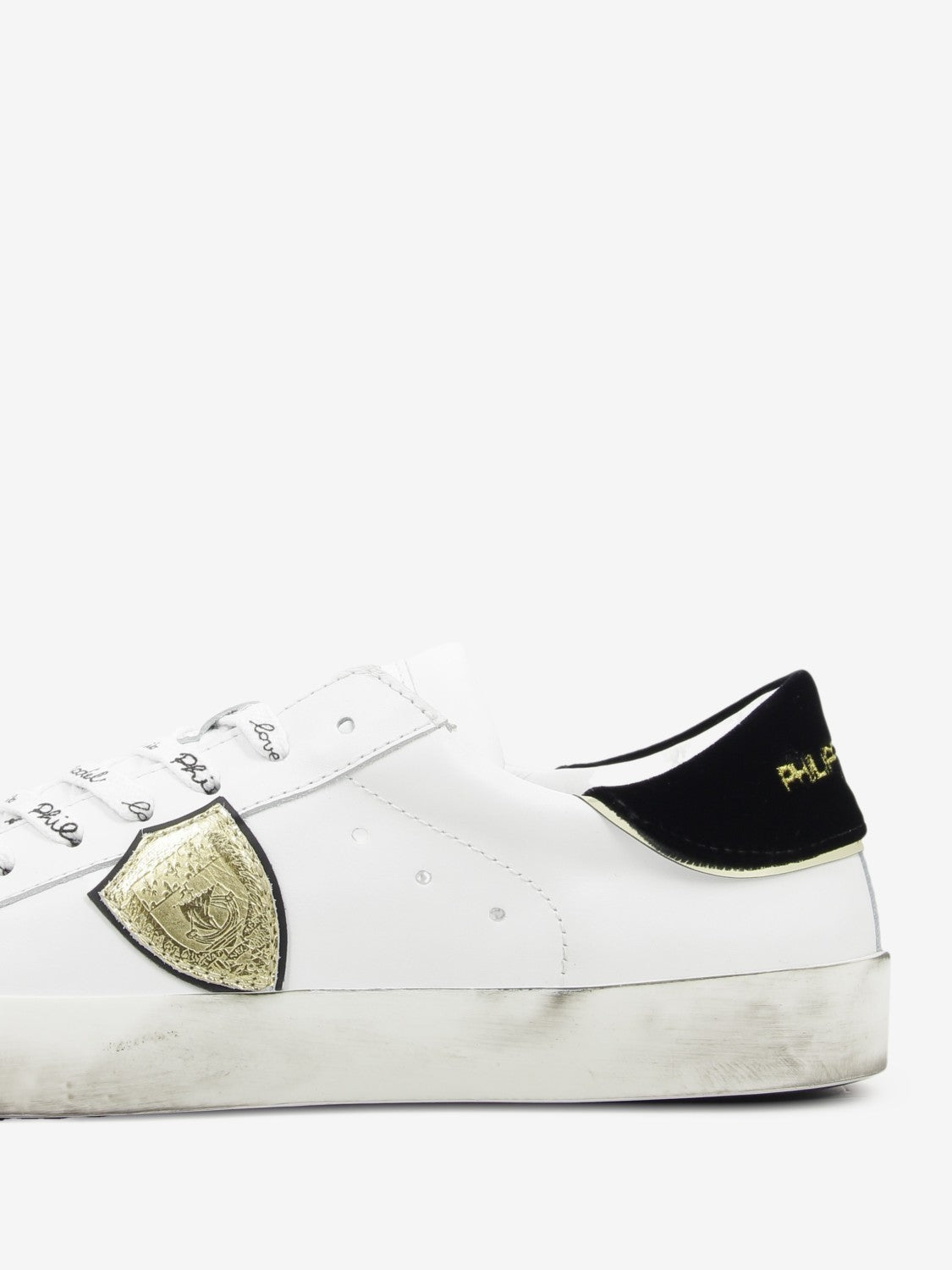 Sneakers PRSX leather with embroidered white / black