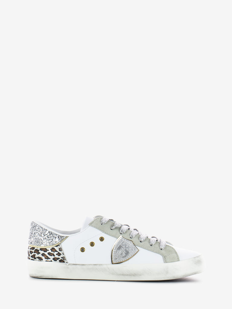 PHILIPPE MODEL JUNIOR - Sneakers Prsx white / silver / leopar