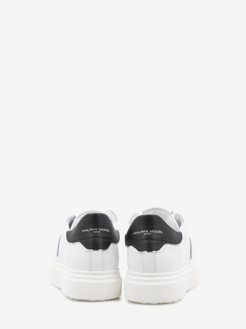 Temple leather sneakers with contrasting heel tab white/black/silver