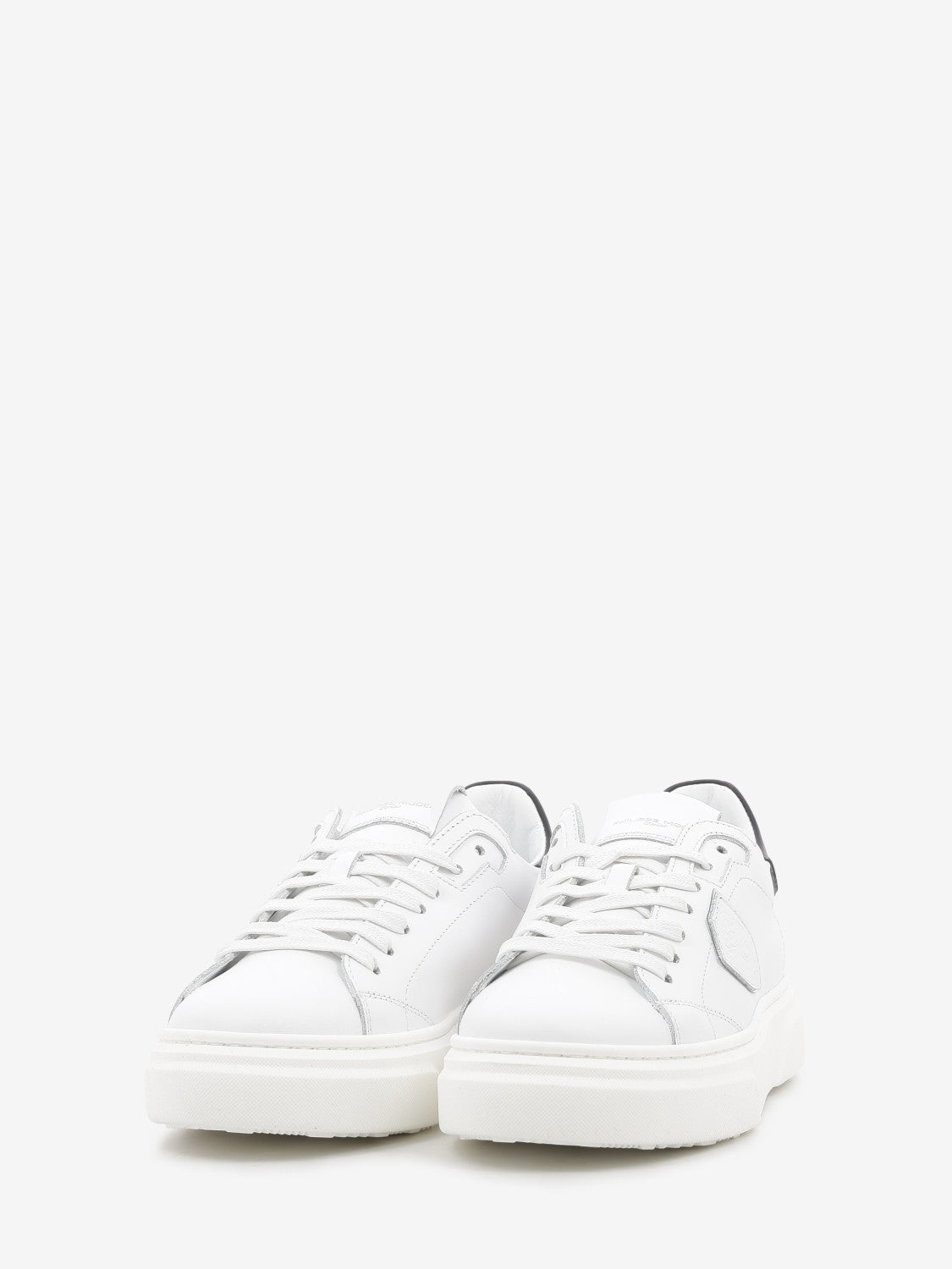Temple leather sneakers with contrasting heel tab white/black/silver