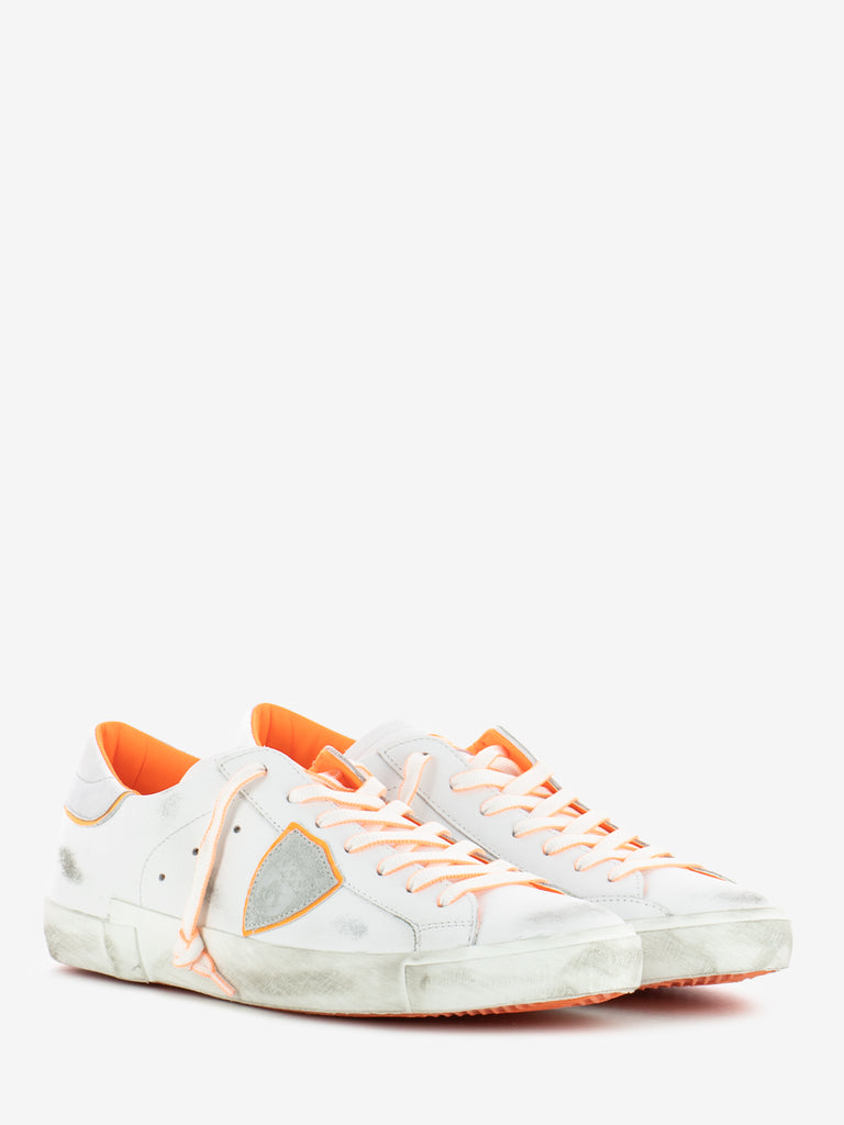 PHILIPPE MODEL - Prsx low veau neon blanc / orange