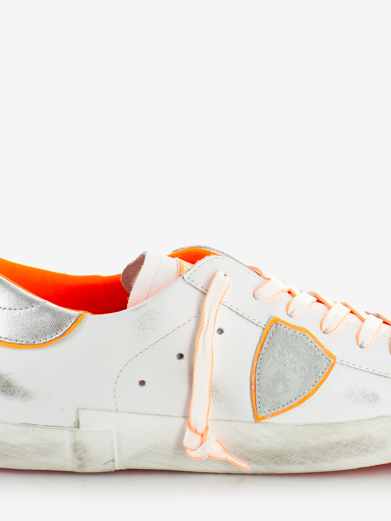 PHILIPPE MODEL - Prsx low veau neon blanc / orange