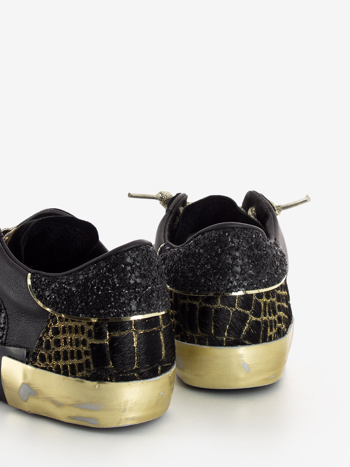 PRSX Low Woman glitter metal pony noir