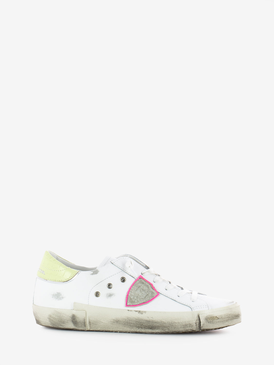 PHILIPPE MODEL - Prsx low woman veau croco pop blanc / jaune