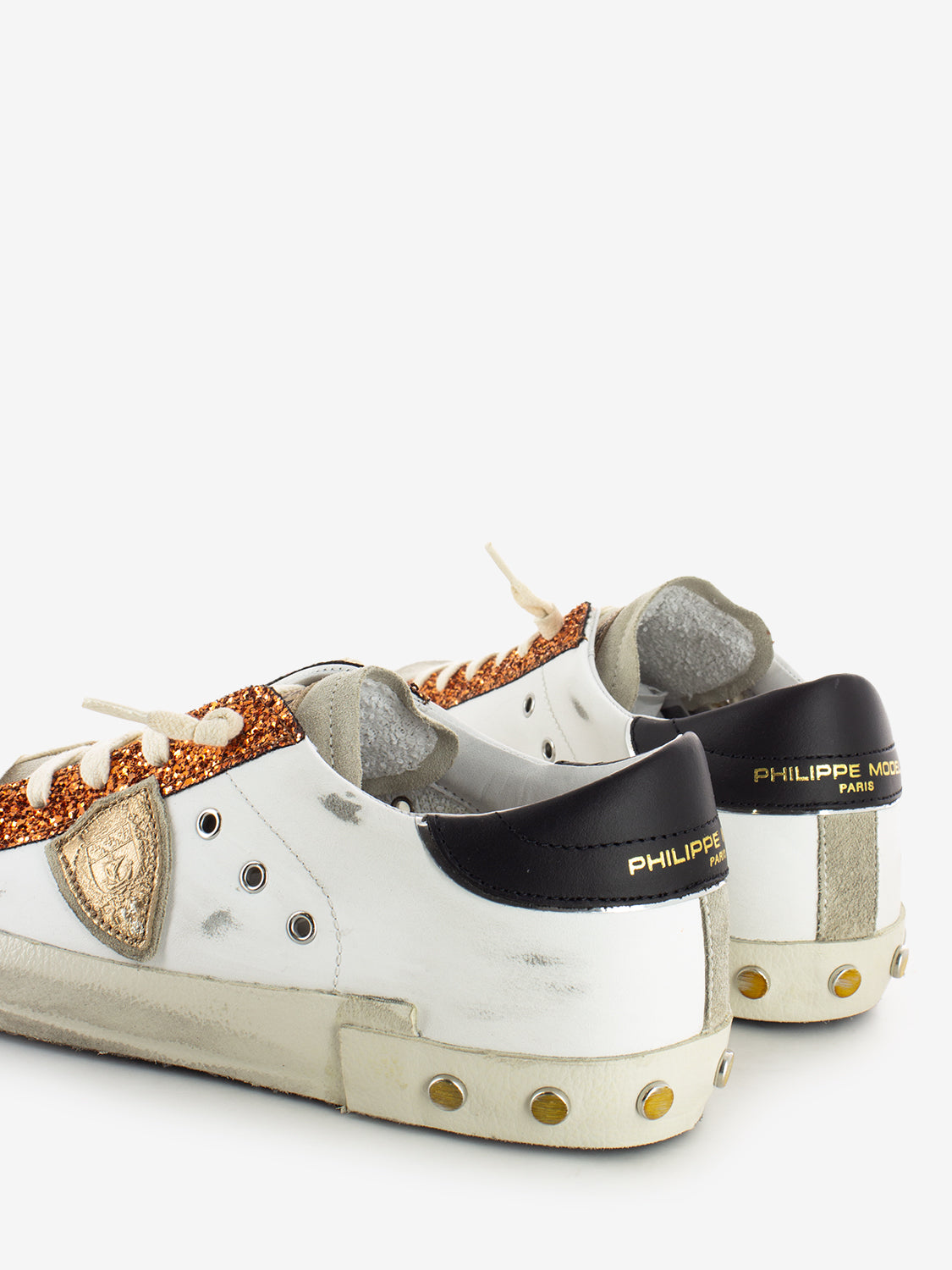 PRSX Low Woman Veau glitter blanc / corten