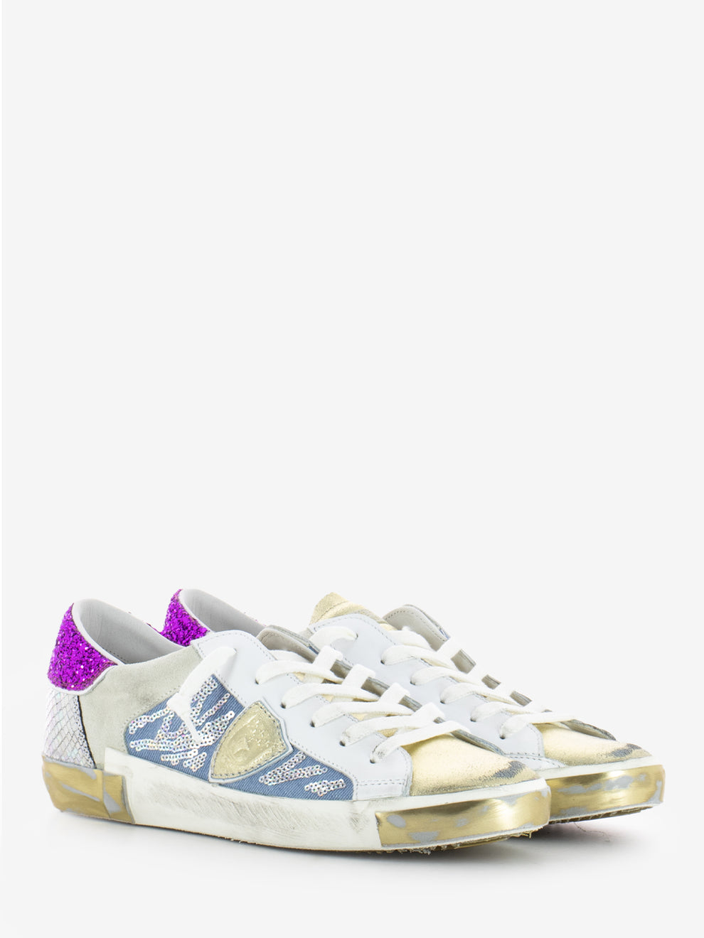 Prsx Low Woman Veau glitter sequins blanc