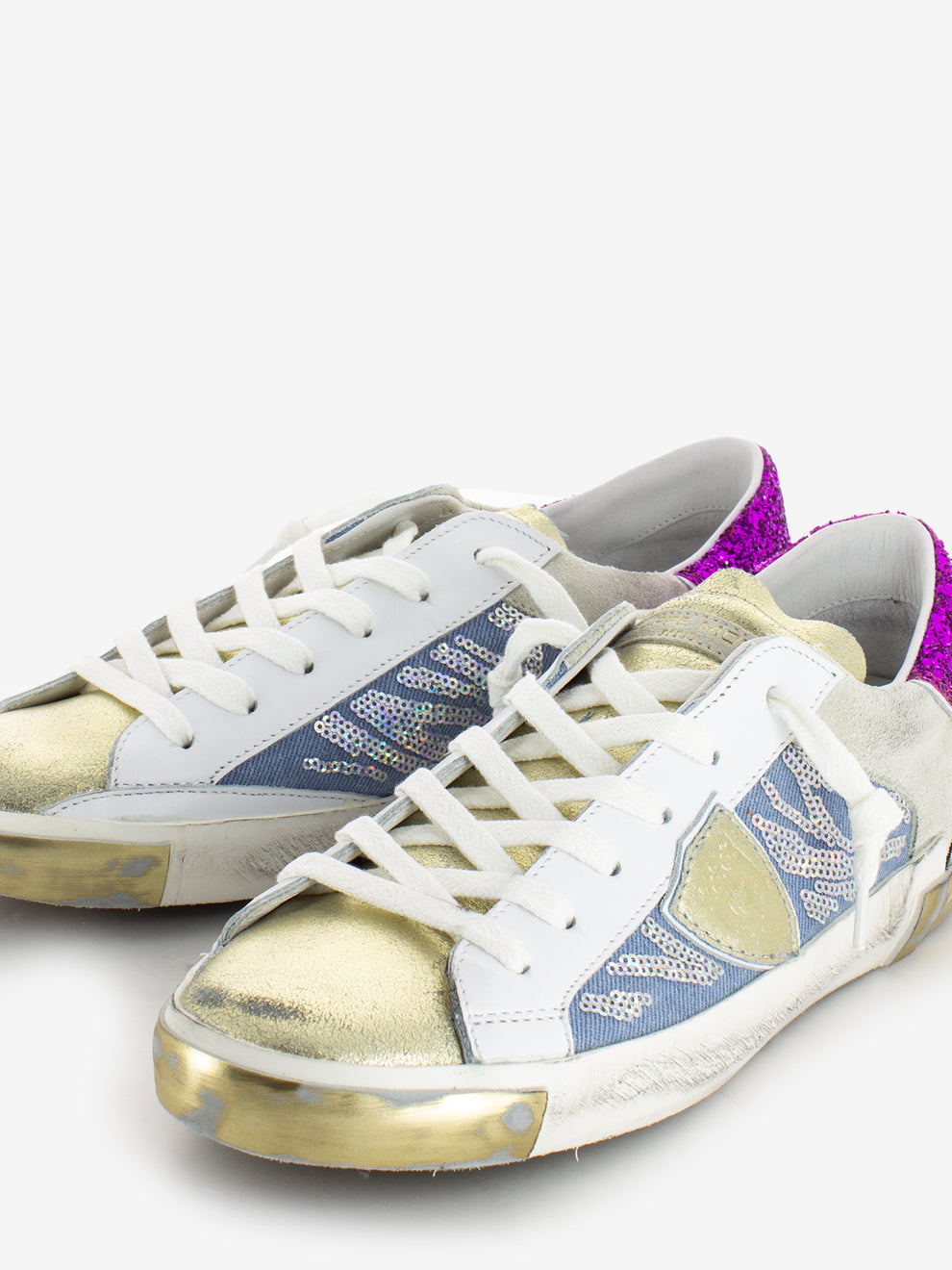 Prsx Low Woman Veau glitter sequins blanc