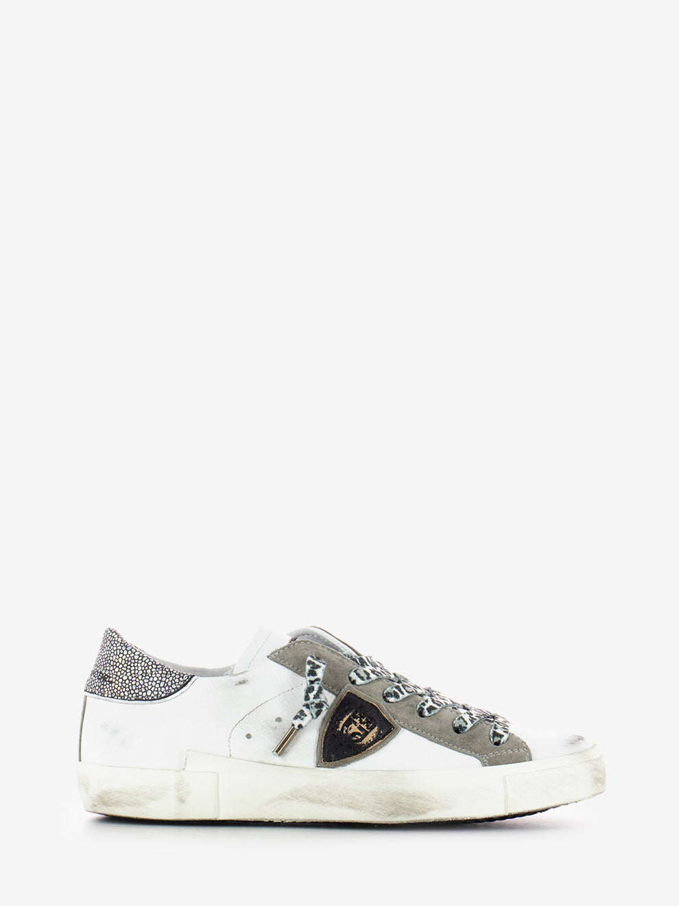 PRSX Low woman Veau metal leo / blanc / noir