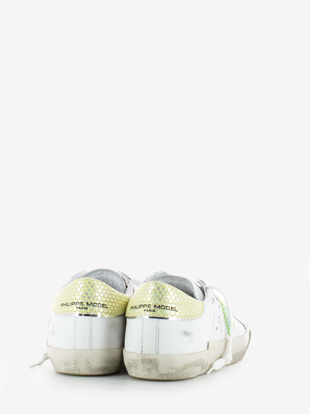 Prsx Low Woman Veau Python blanc / jaune