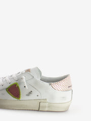 PHILIPPE MODEL - Prsx Low Woman Veau Python blanc / rose