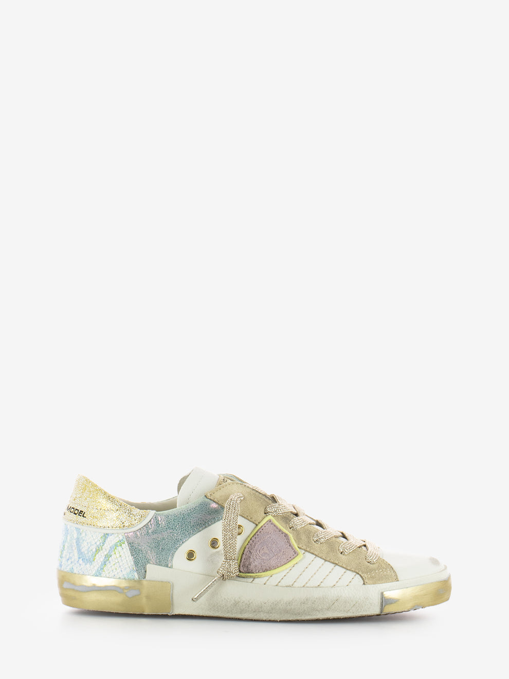 Prsx Low Woman Veau Python mix blanc / rose