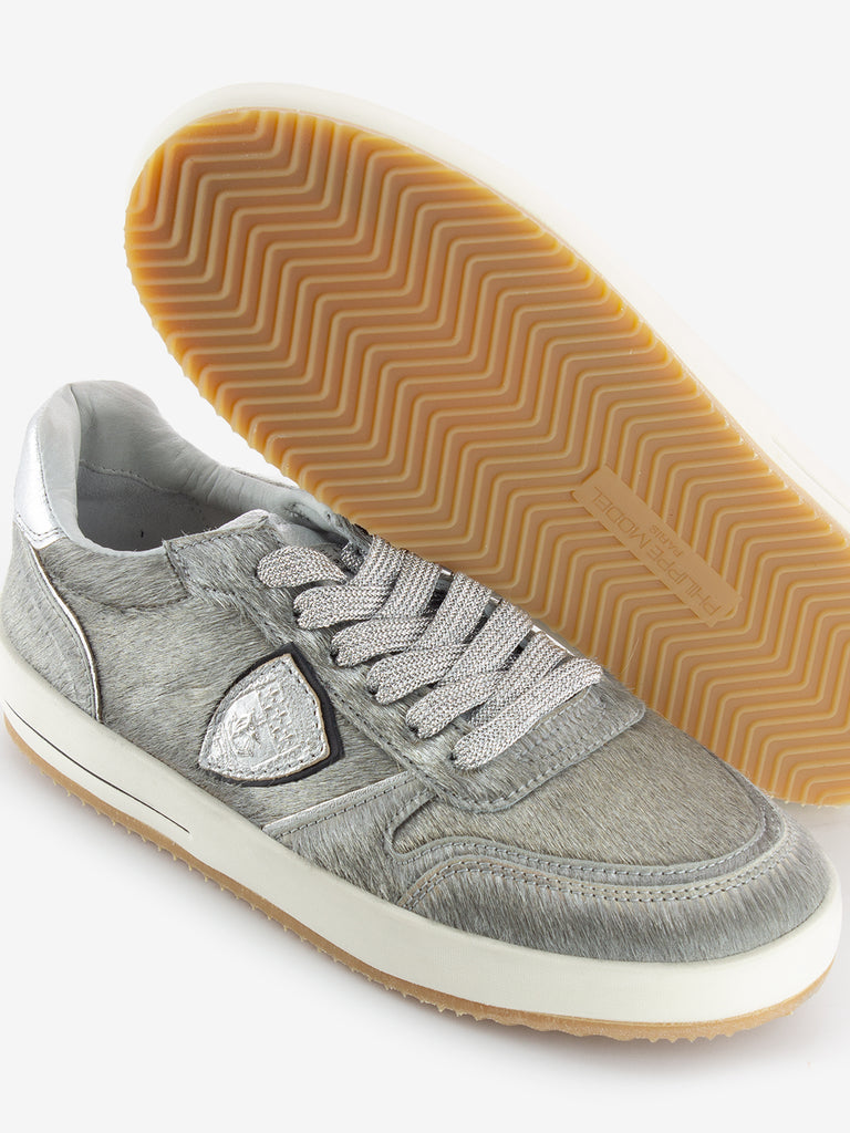 PHILIPPE MODEL - Sneakers Nice Low pony metal / argent