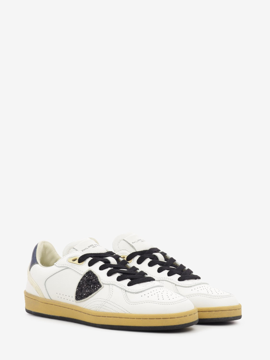 Sneakers PGAL Veau glitter blanc / noir
