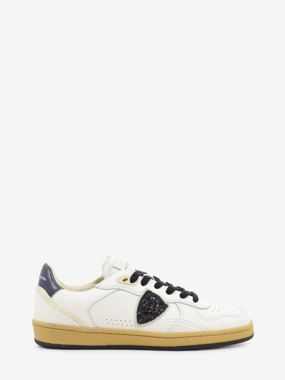 Sneakers PGAL Veau glitter blanc / noir