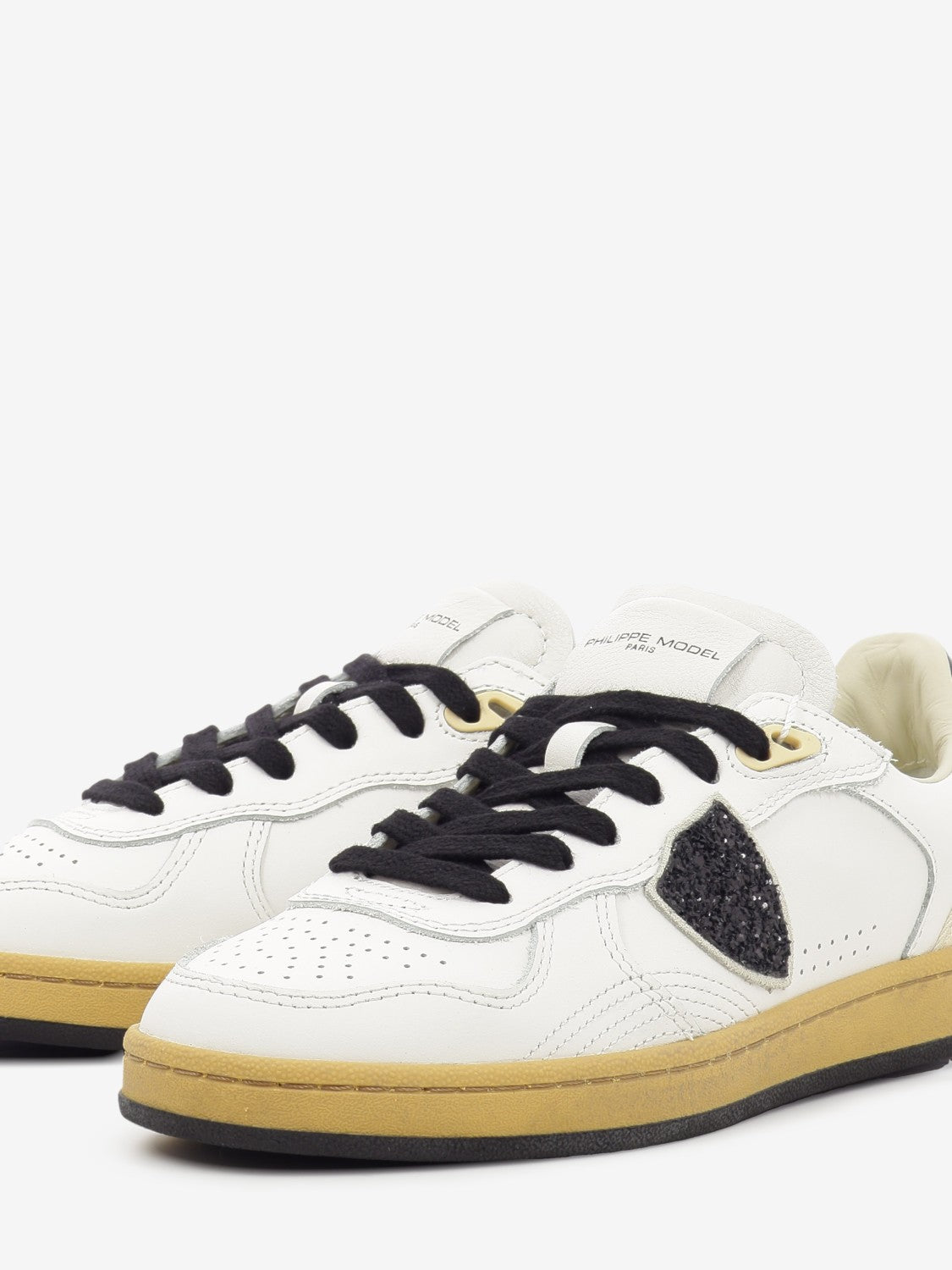 Sneakers PGAL Veau glitter blanc / noir