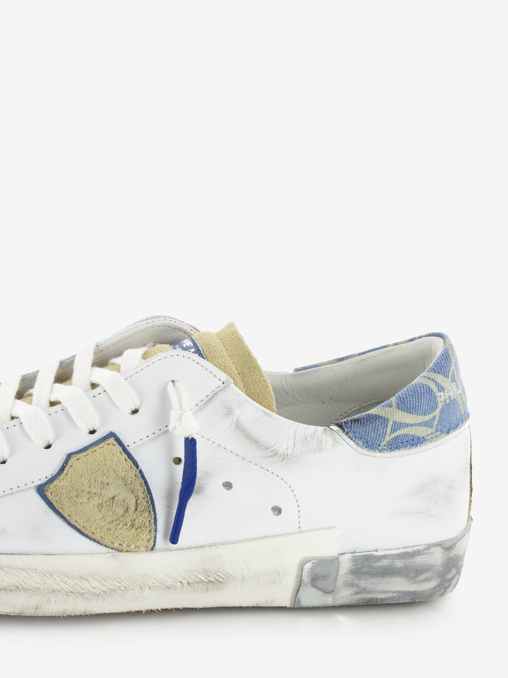 Sneakers PRSX low M veau denim bouclier bianco