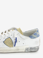 PHILIPPE MODEL - Sneakers PRSX low M veau denim bouclier bianco