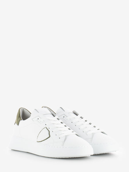 Temple low veau daim blanc / vert