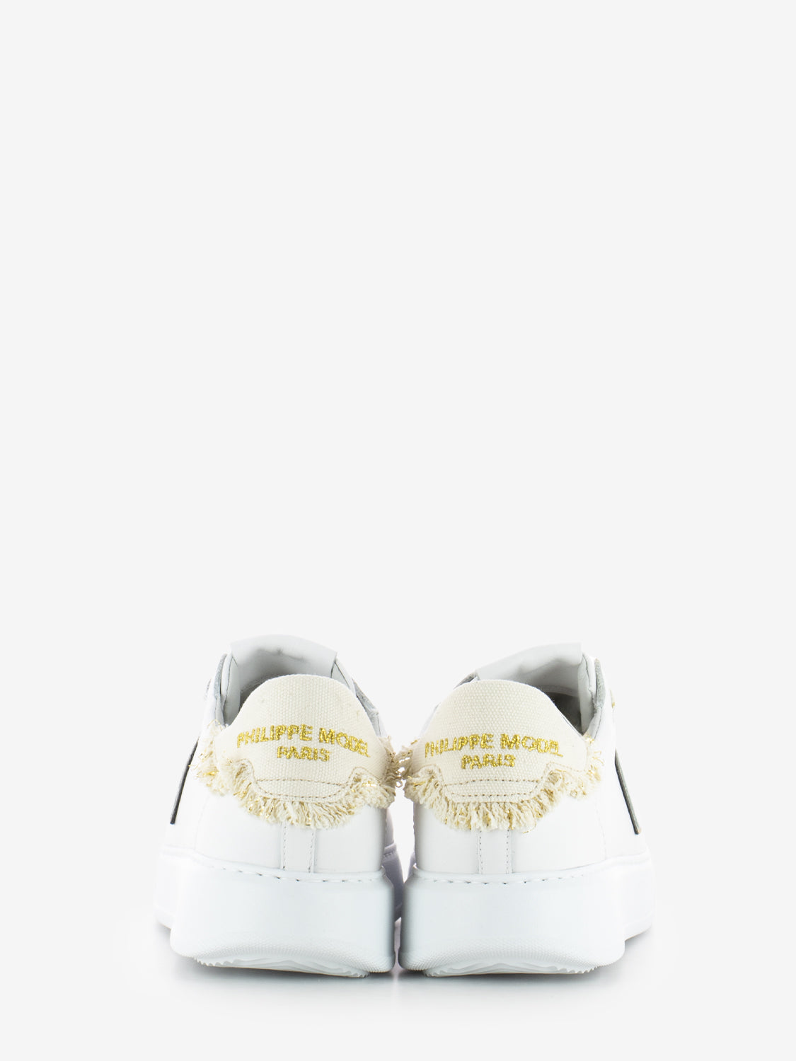 Temple Low Woman Veau denim blanc / beige
