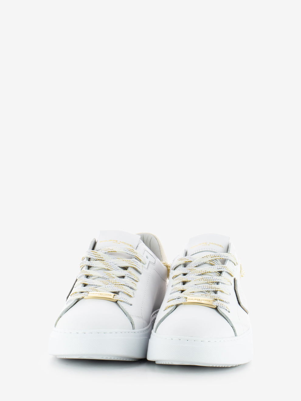 Temple Low Woman Veau denim blanc / beige