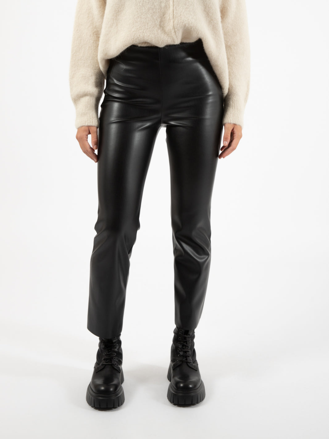 Leggings in ecopelle stampa nero