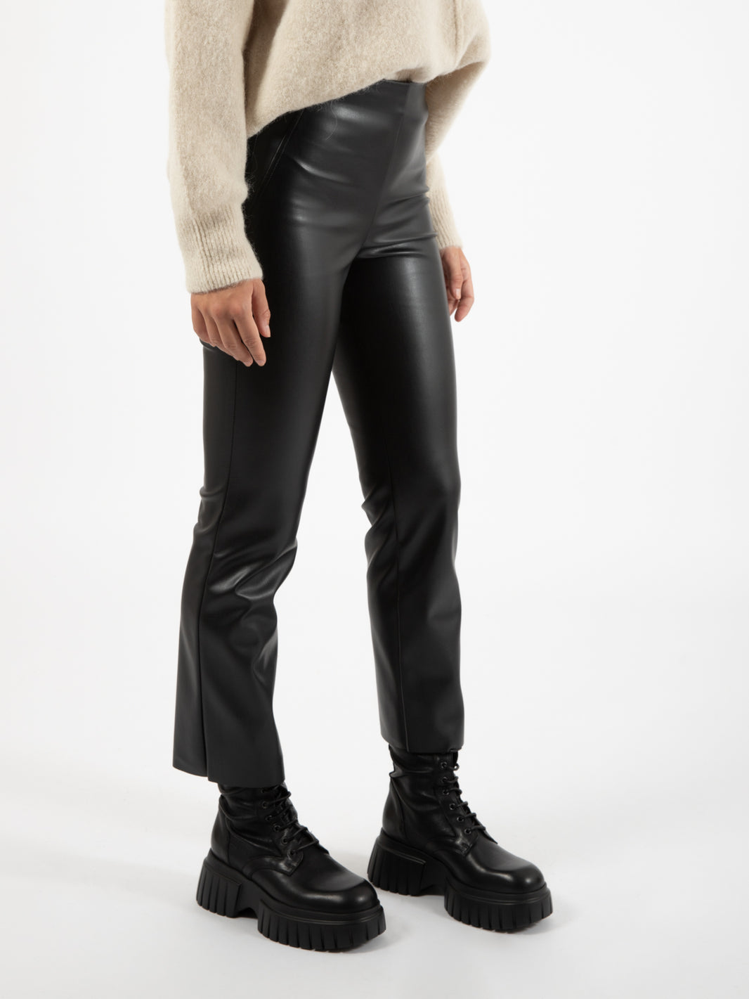 Leggings in ecopelle stampa nero